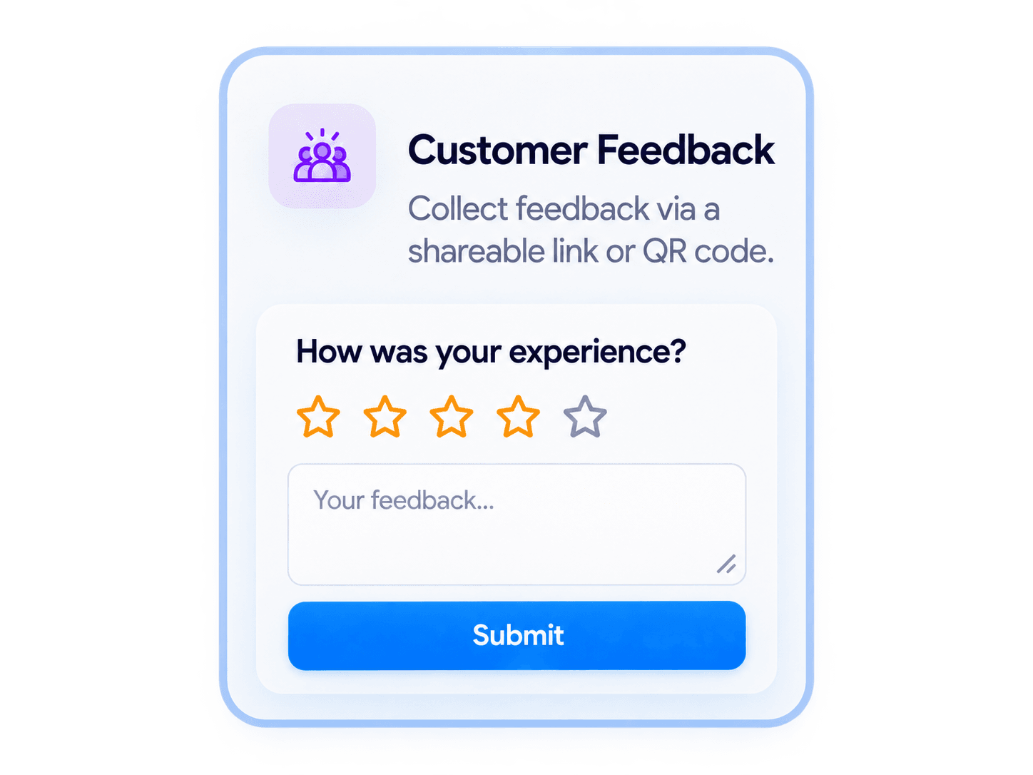 Customer Feedback capture interface